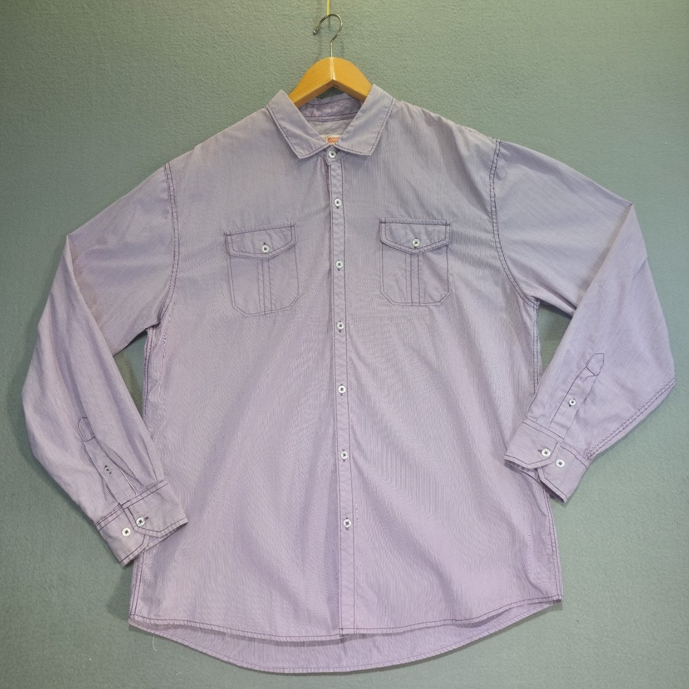 Michael Brandon Men's Purple Long‎ Sleeve Button Up Shirt Size XXL